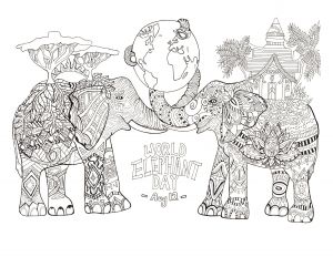 Coloriage tous En Scene Elephant Coloriages Difficiles Pour Adultes