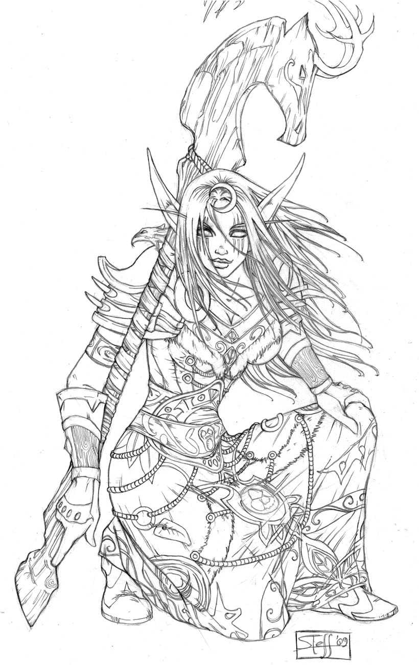 Coloriage World Of Warcraft World Of Warcraft Mmo Gamer Chick