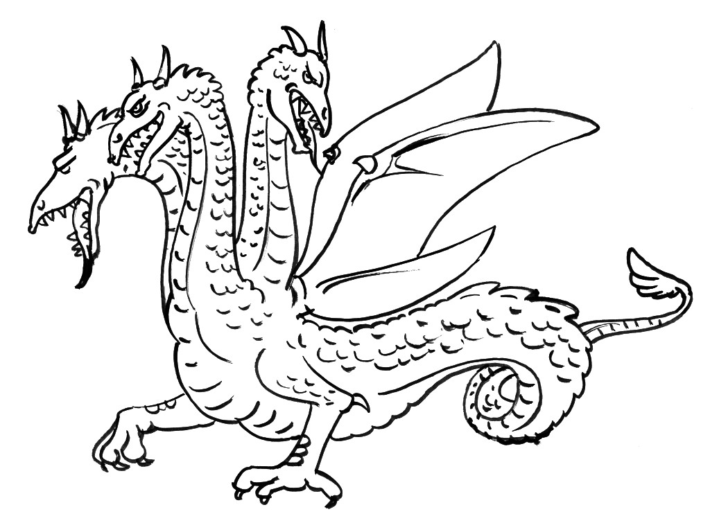 Coloriages Dragons à Imprimer 10 Coloriage De Dragon A Trois Tete A Imprimer