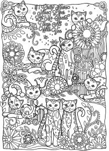 Jeux De Coloriage Gratuit Pour Adulte Animaux Plein Chats Chats Coloriages Difficiles Pour Adultes