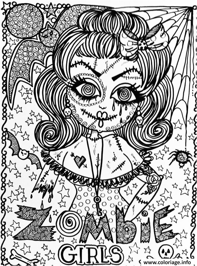 Jeux De Coloriage Pour Adulte Coloriage Adulte Halloween Zombie Fille Dessin