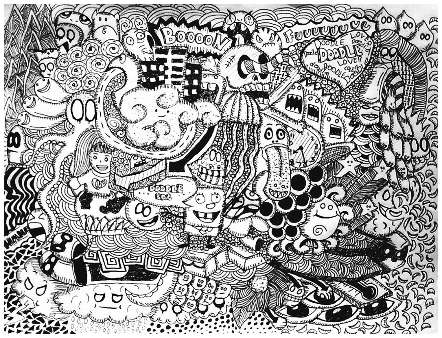 Jeux De Coloriage Pour Adulte Plexe Doodle Lover Par Bon Arts Gratuit A Imprimer Coloriage