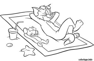 Jeux De Coloriage tom Et Jerry Coloriage tom Et Jerry A La Plage Dessin