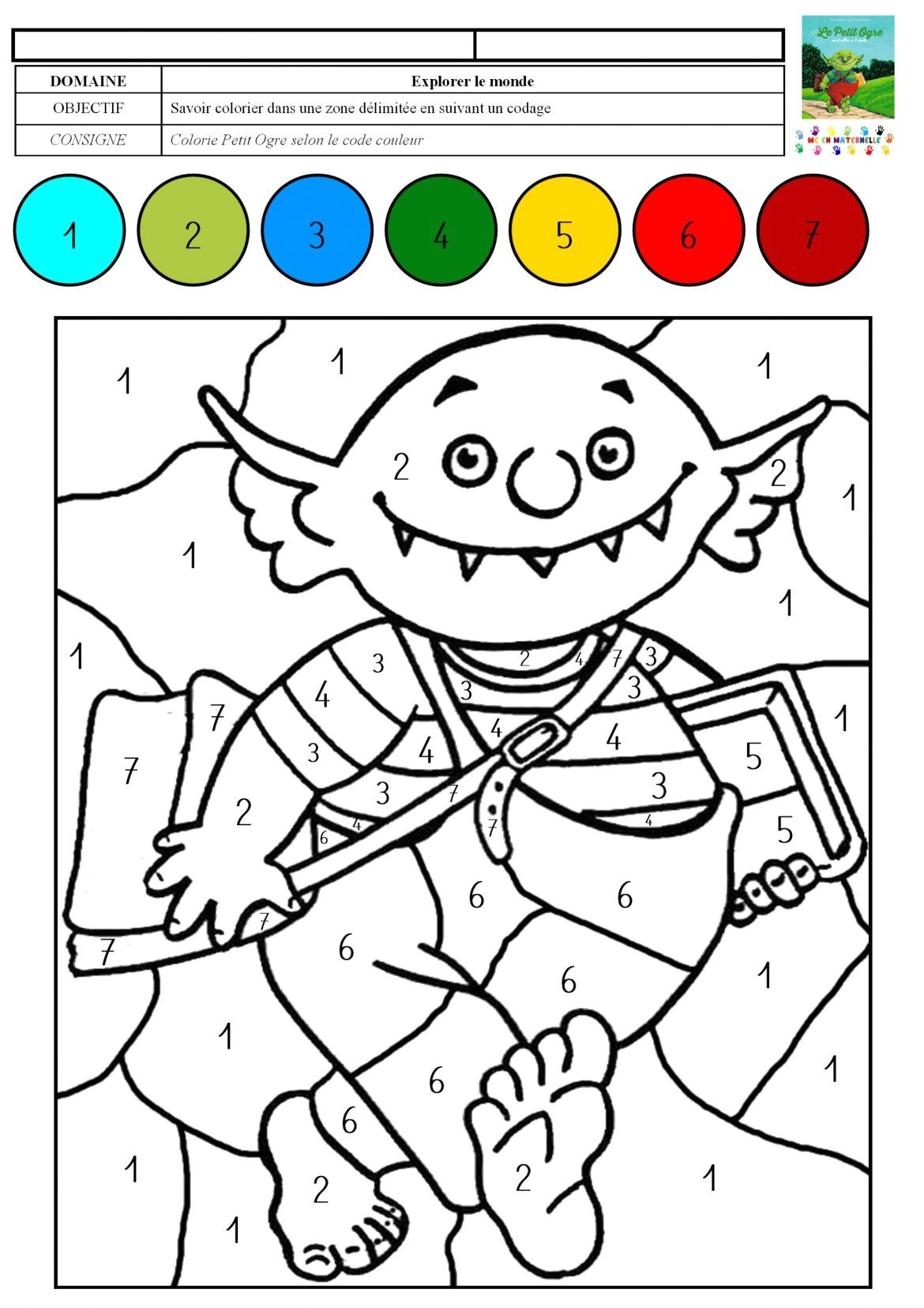 Pepit Be Coloriage Magique Le Petit Ogre Veut Aller   L école Coloriage Magique Avec Des