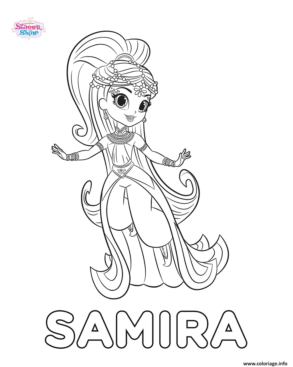 Shimmer Et Shine Coloriage Coloriage Shimmer Et Shine Samira Dessin