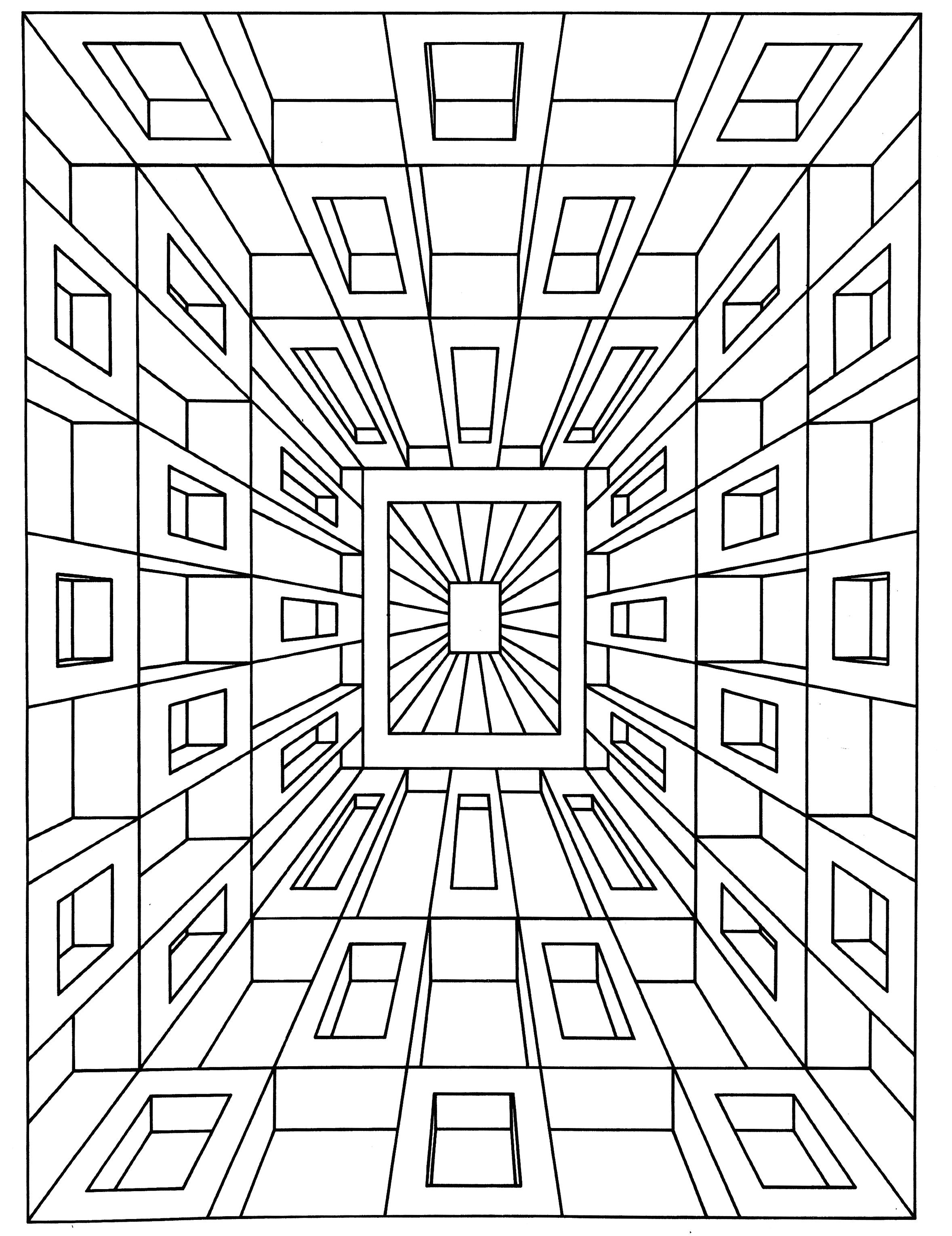 Vasarely Coloriage Galerie De Coloriages Gratuits Coloriage Op Art Jean Larcher 1