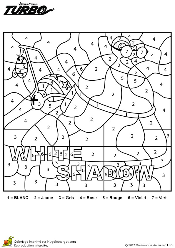 Coloriage Avec Numero De Couleur Dessin   Colorier Avec Amusement De White Shadow En Suivant Les