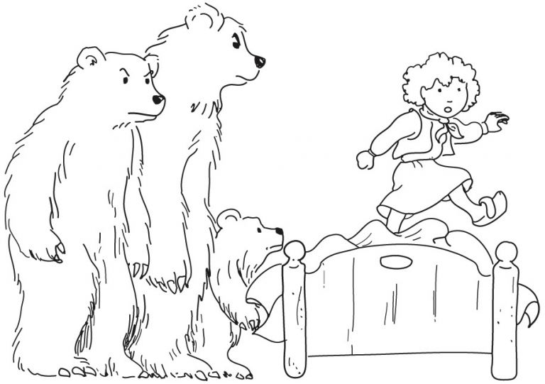 Coloriage Boucle D or Et Les 3 Ours à Imprimer Etiquettes Scolaire Az