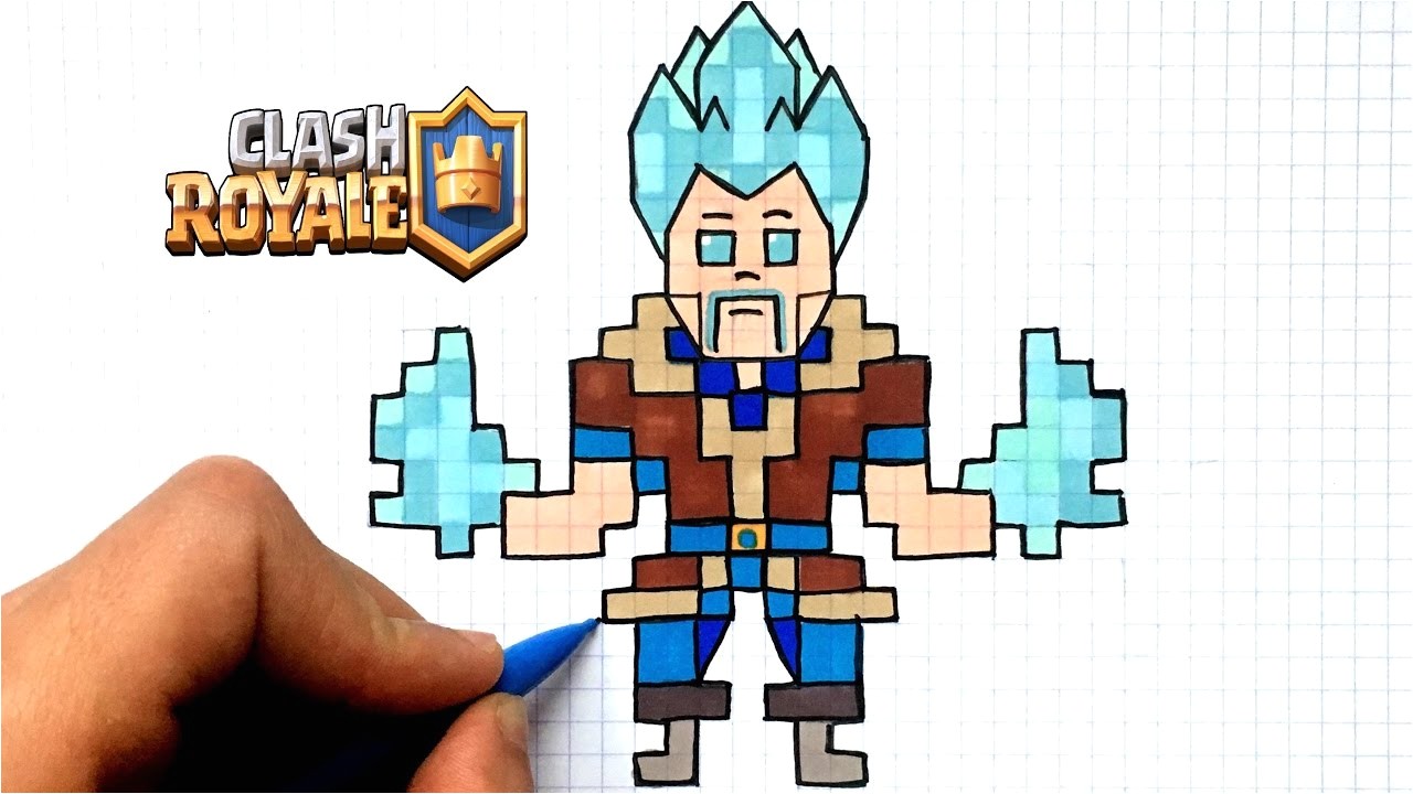 Coloriage Clash Royale sorcier De Glace Dessin sorcier De Glace Pixel Art Clash Royale
