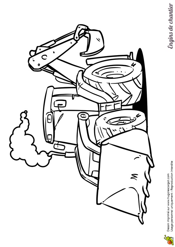 Coloriage De Tractopelle Gratuit Coloriage Engins De Chantier Tractopelle   Roues