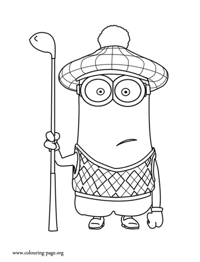 Coloriage Des Minions Gratuit Kevin is One Of the Gru S Minions and He is Often Wearing His Golf