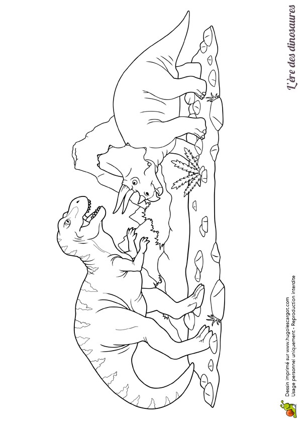 Coloriage Dinosaure King Dessin De Deux Dinosaures Qui Se Battent   Colorier