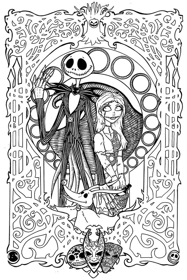 Coloriage Géant à Imprimer Mariage Nightmare before Christmas Art Nouveau by therealjoshlyman On