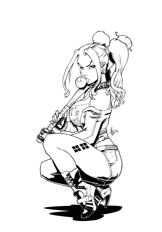 Coloriage Harley Quinn Suicid Squad Harley Quinn Chewing Bubble Gum Suicide Squad Coloring Pages for