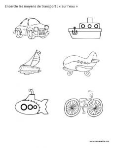 Coloriage Loup Auzou école Encercle Les Moyens De Transport "sur L Eau" Activité Imprimer