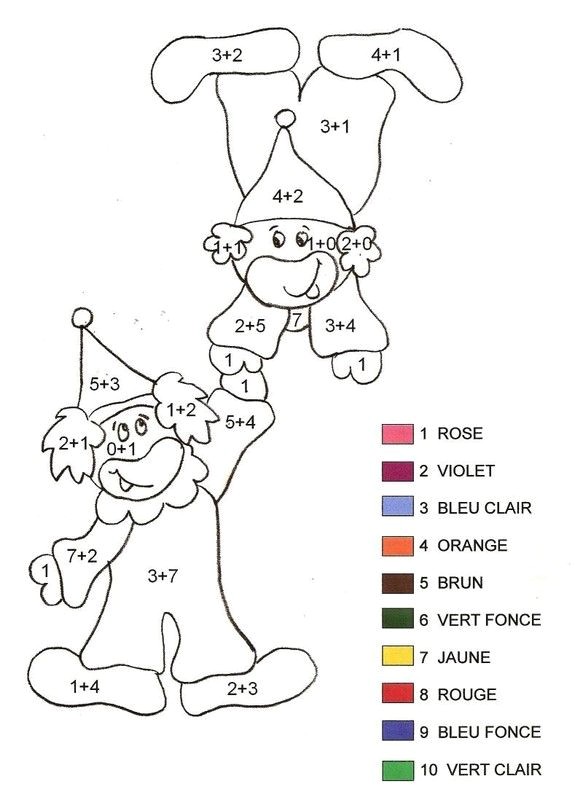 Coloriage Magique Boucle D or Coloriage Magique Clown 2 Addition