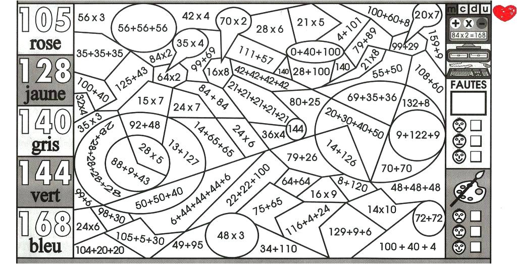 Coloriage Magique Cm2 Maths En Ligne Coloriage Magique Maths Cm2 Coloriage Magique A Colorier Dessin A