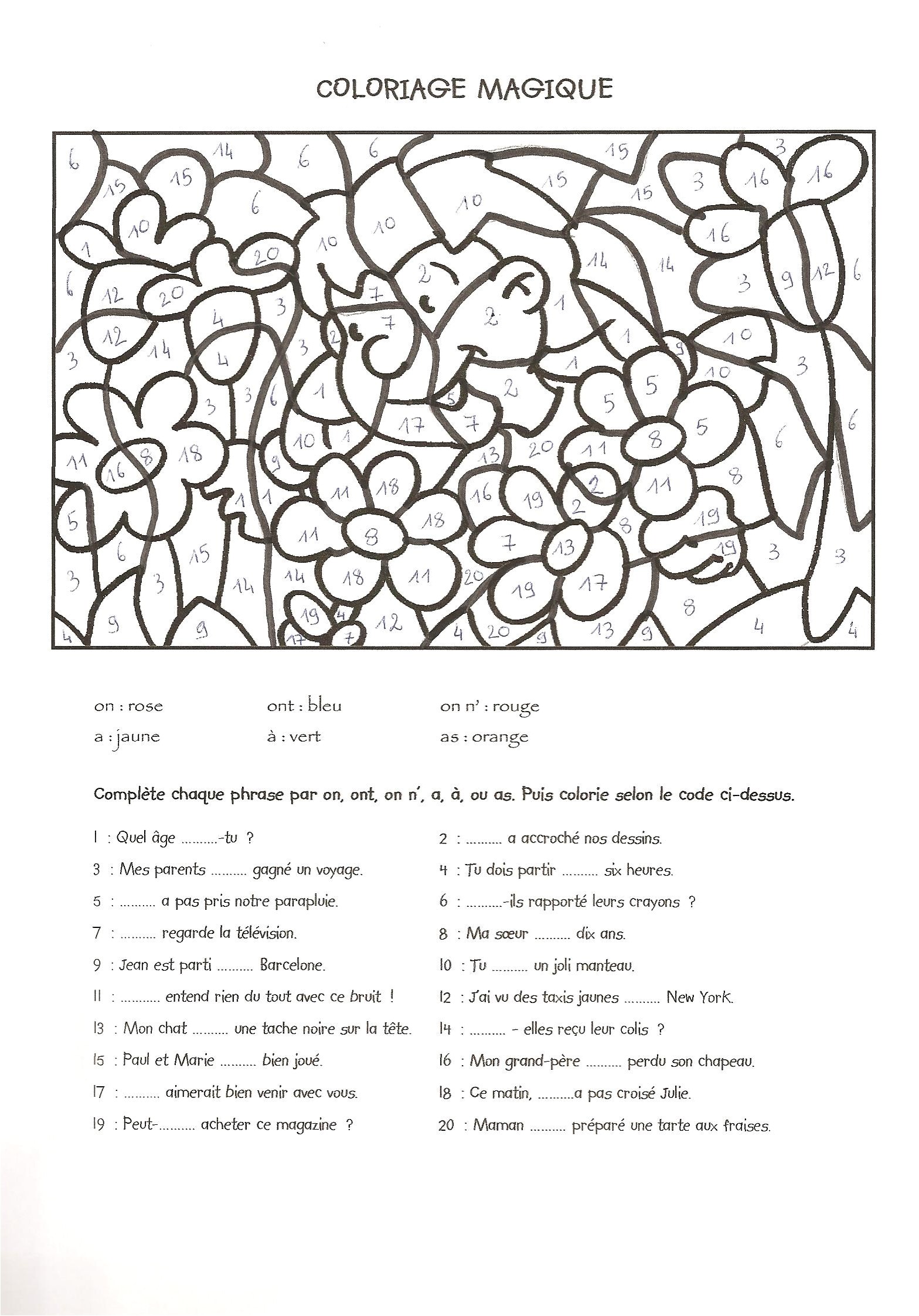 Coloriage Magique orthographe Cm1 à Imprimer Coloriages Magiques