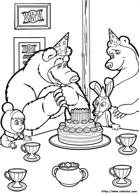 Coloriage Masha Et Michka Anniversaire Coloriage Anniversaire Masha Et Michka Dessin Gratuit   Imprimer