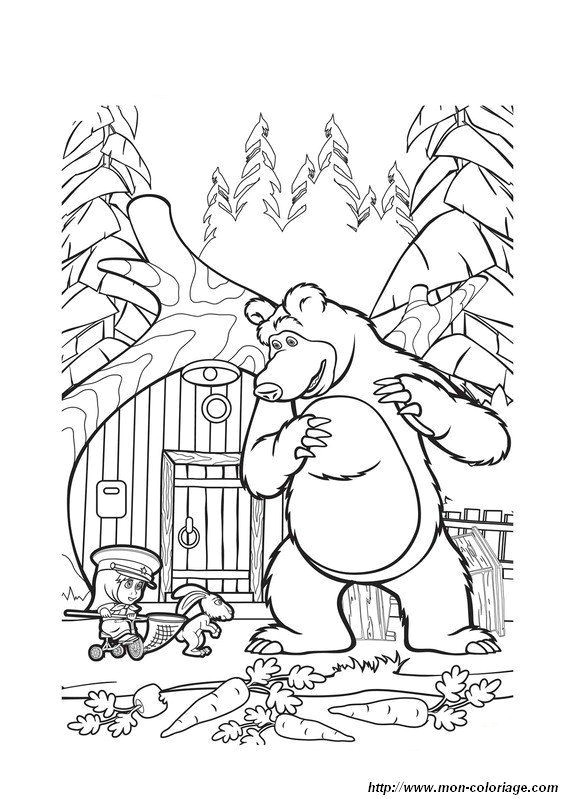 Coloriage Masha Et Michka Anniversaire Masha and the Bear Russian Printables Google Search