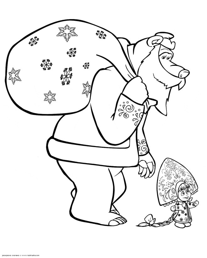 Coloriage Masha Et Michka Noel Coloriage Masha Et Michka No L Dessin Gratuit   Imprimer