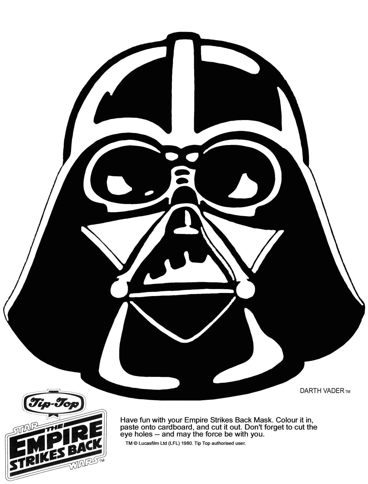 Coloriage Masque De Dark Vador Mask Printable
