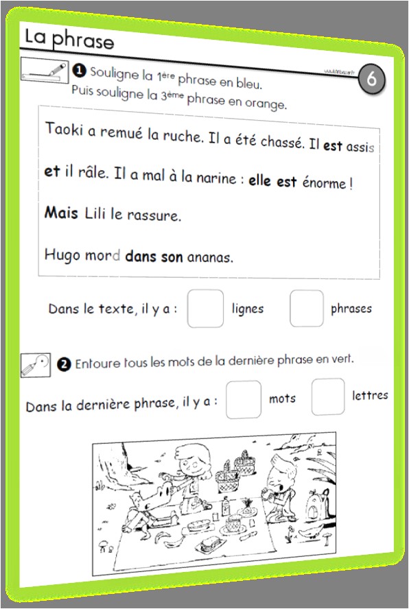 Coloriage Rentrée Des Classes Cp Phrases Lignes Mots Lettres Grammaire Cp Chez Lutin Bazar