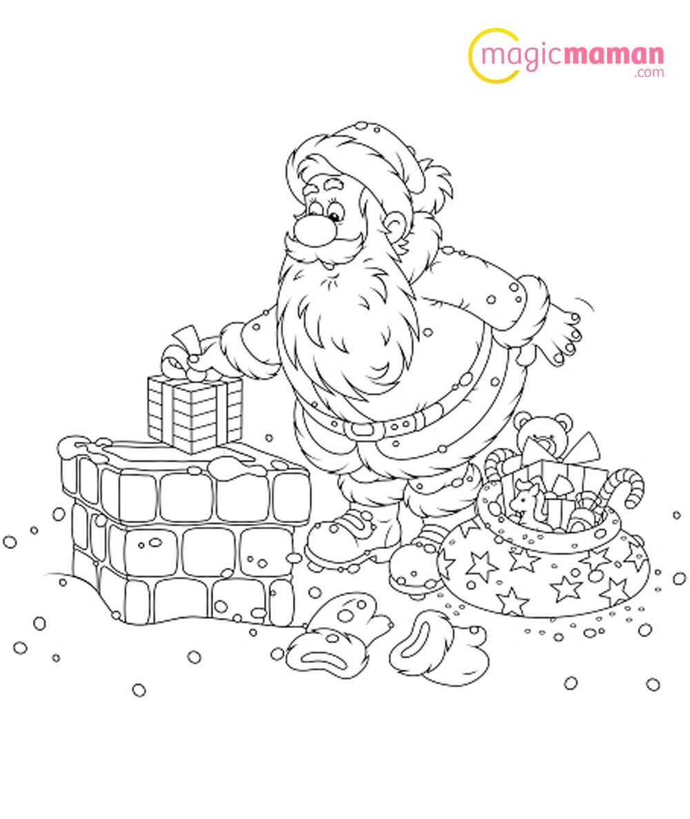 Coloriage Samsam Noel Le P¨re No L Sur La Cheminée En Coloriage   Imprimer Magicmaman