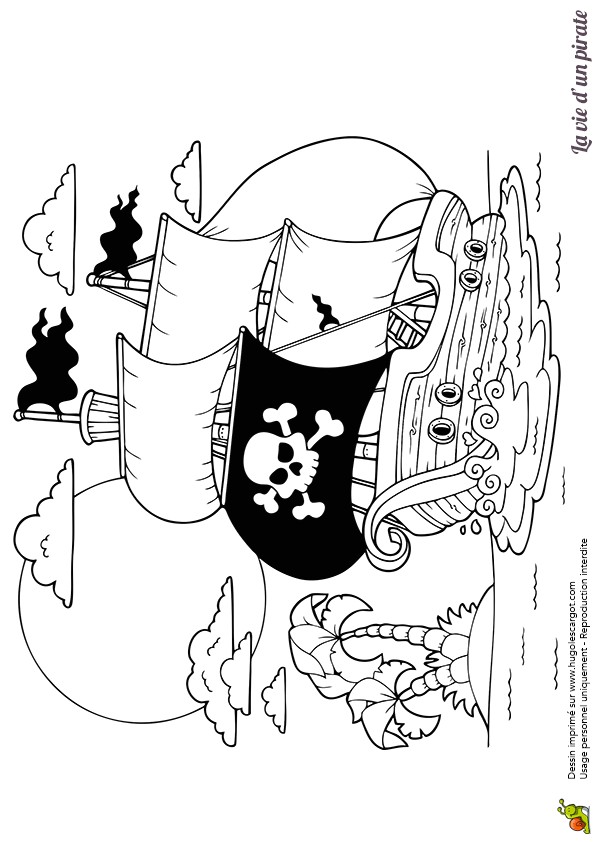 Coloriage Samsam Simon Un Grand Navire De Pirate Qui Vient De Quitter Une Petite Le  