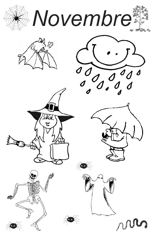 Coloriage Septembre Maternelle Moustache Coloriages Des Mois Pour Le Cahier De Vie Novembre