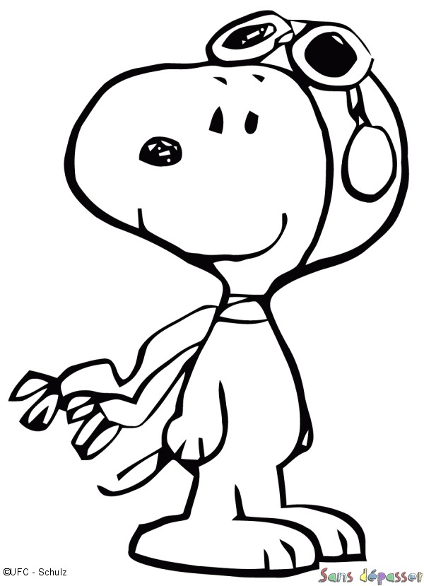 Coloriage Snoopy En Ligne Coloriage Snoopy Aviateur Sans Dépasser