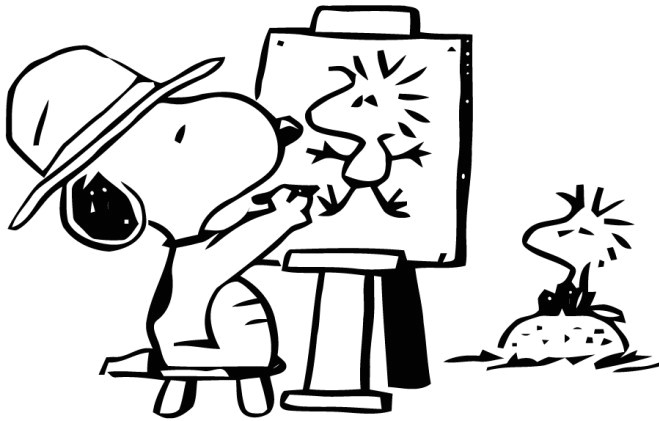 Coloriage Snoopy Gratuit Coloriage Snoopy Dessine Woodstock Dessin Gratuit   Imprimer