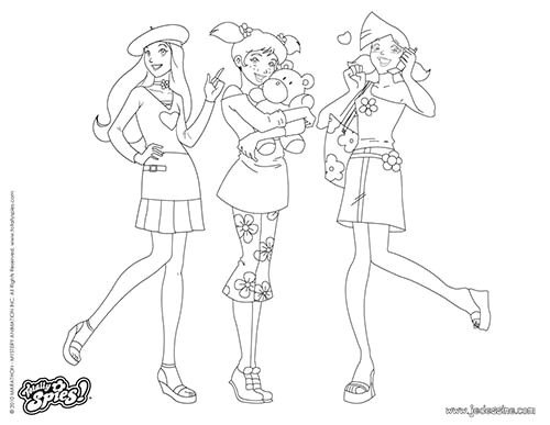 Coloriage totally Spies Alex Coloriage totally Spies Sam Alex Et Clover A Halloween
