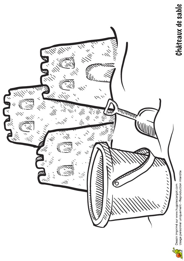 Dessin Coloriage Pelleteuse Un Joli Ch¢teau De Sable Avec Le Sceau Et La Pelle   Colorier Pour