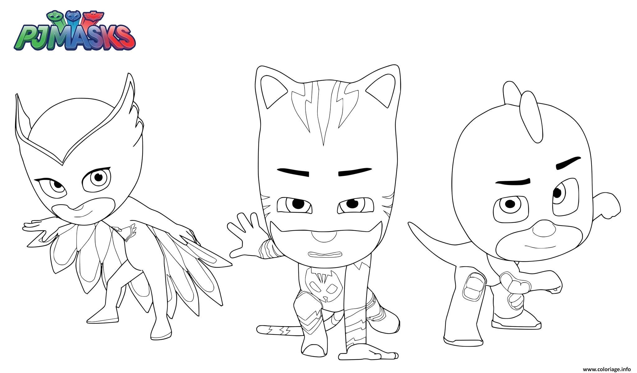 Dessin Pyjamasque Coloriage Coloriage Pyjamasques Pj Masks Superheros Gluglu Bibou Yoyo Dessin