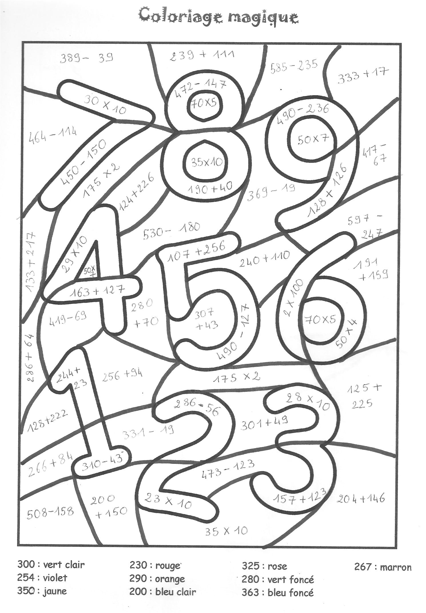Livre Coloriage Avec Numero Dessins Gratuits   Colorier Coloriage Magique Addition   Imprimer