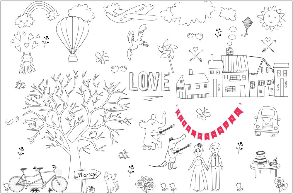 Livret De Coloriage Mariage Garcon Télécharger Des Sets De Table   Colorier Pour Les Enfants