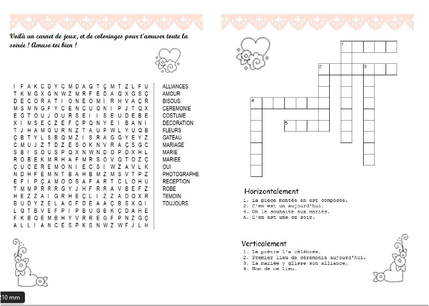 Modele Livret Coloriage Mariage Livret De Jeux Activités Mariage Home Made 7 10 Ans Filles En