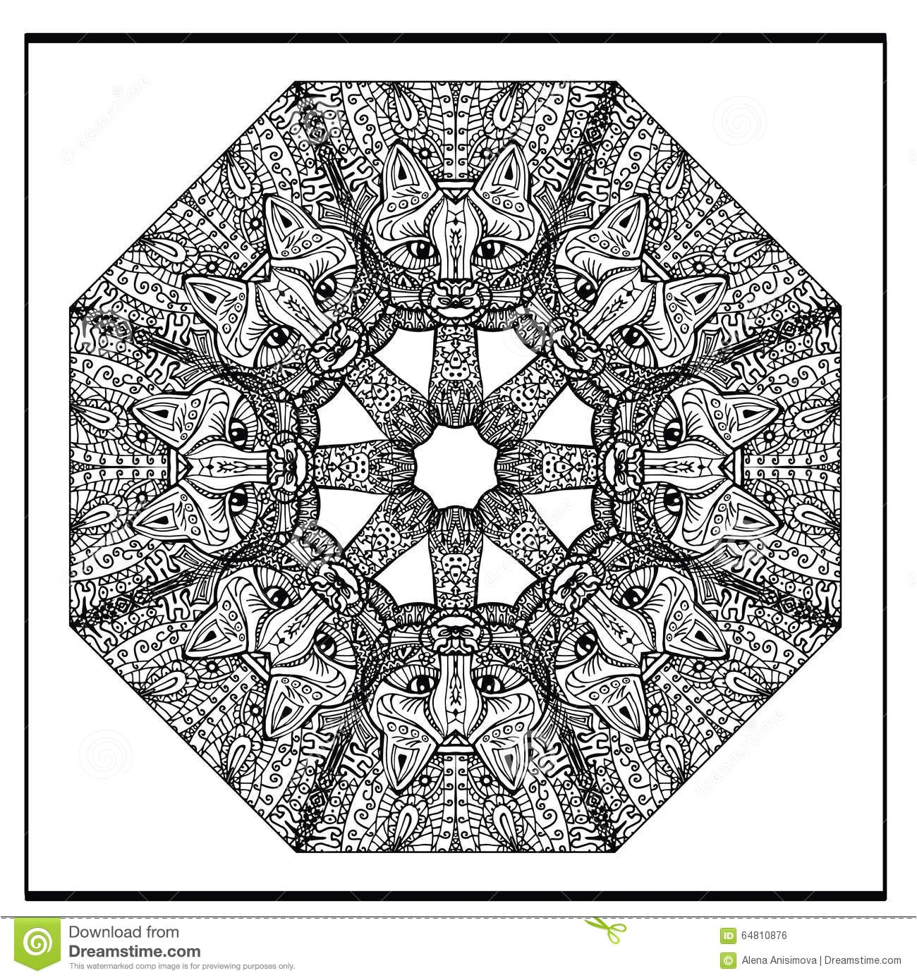 Cahier De Coloriage Adulte Pas Cher Mandala De Chat De Zentangle La Page De Livre De Coloriage Pour Des