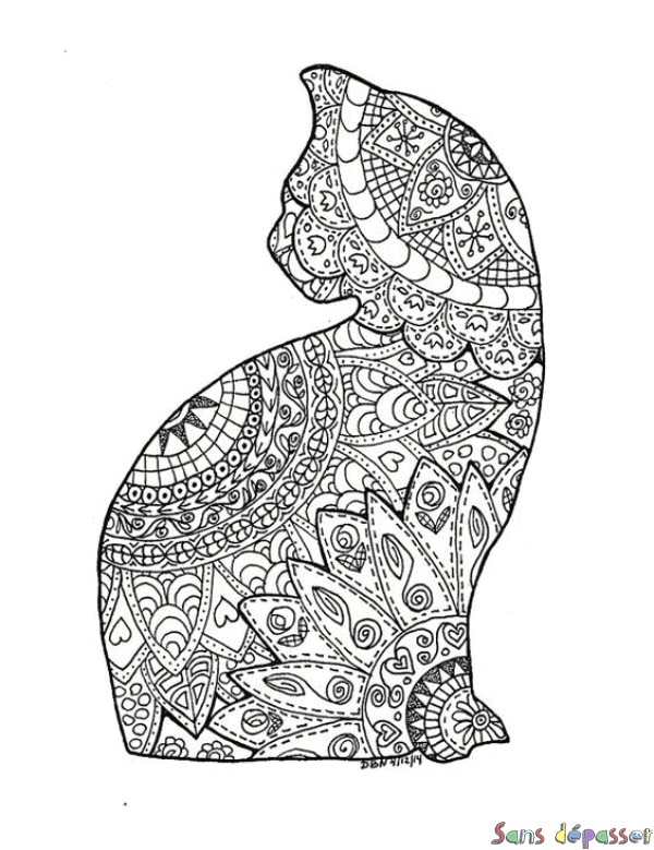 Cahier De Coloriage Adulte Pas Cher Mandala De Chat De Zentangle La Page De Livre De Coloriage Pour Des