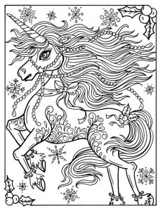 Coloriage A Telecharger Noel Christmas Unicorn Adult Coloring Page Coloring Book Holidays Fantasy