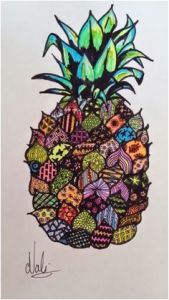 Coloriage Ananas Facile Geometric Pineapple Poster Mozaik Pinterest