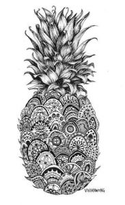 Coloriage Ananas Facile Pineapple Pdf Zentangle Coloring Page Por Djpenscript En Etsy