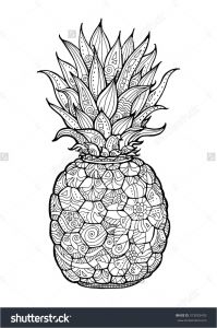 Coloriage Ananas Facile Pineapple Pdf Zentangle Coloring Page Por Djpenscript En Etsy