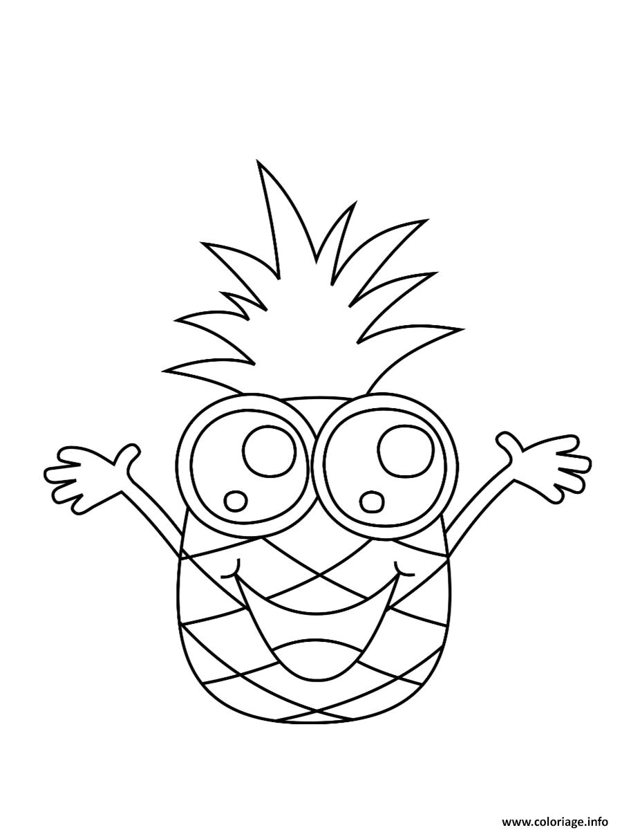Coloriage Ananas Kawaii A Imprimer Coloriage Dessin Ananas Kawaii Jecolorie