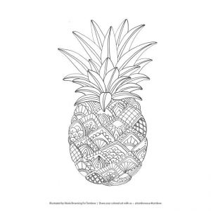 Coloriage Ananas Mandala Zentangle Pineapple Coloring Page Illustrated by Marie Browning