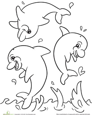 Coloriage Animaux De La Mer En Ligne Dolphins Coloring Page
