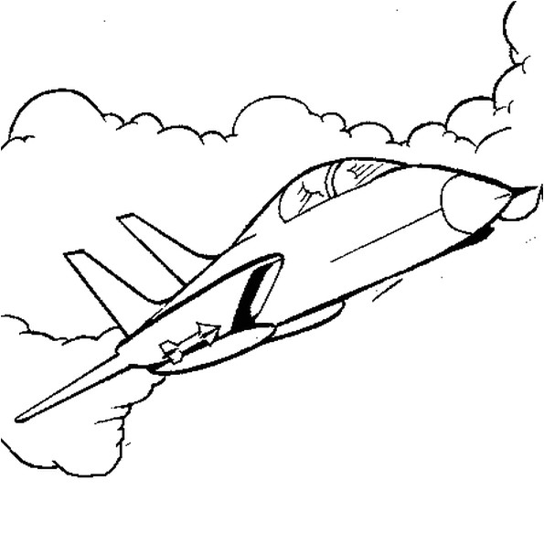 Coloriage Avion De Course Coloriage Avion De Chasse Dans Les Nuages En Ligne Gratuit   Imprimer
