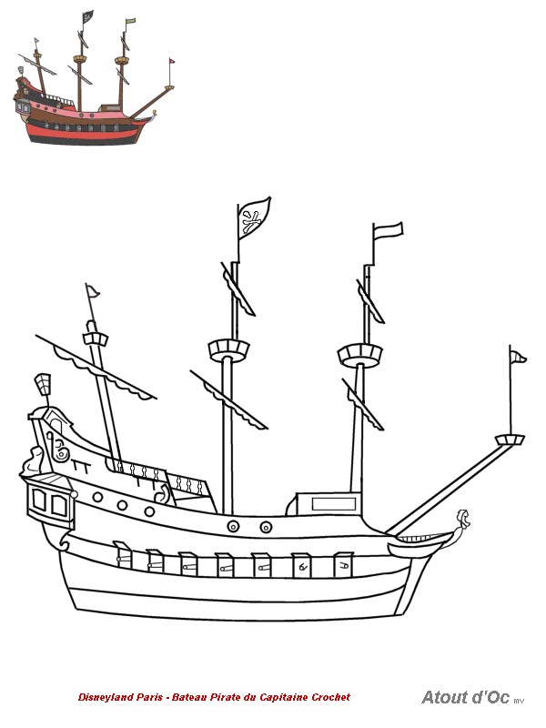 Coloriage Bateau Pirate Capitaine Crochet Coloriages Disneyland Paris atout Disney