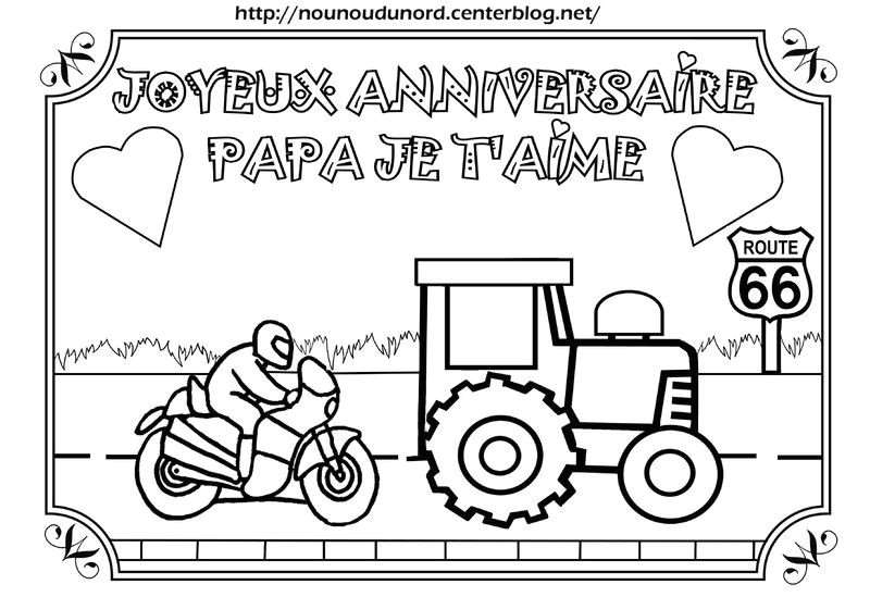 Coloriage Bonne Fete Papa Moto Coloriage Anniversaire Divers